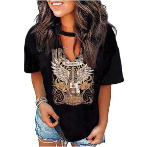 Tennessee Whiskey Shirts for Women Country Music T-Shirts Hollow Out V Neck T-Shirt Womens Keyhole Neck Tops (Large, Black-06)