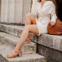 Women's Short Chunky Block Heels Strappy Heel Sandals with Square Toe Casual Dress Shoes (8, Peep-toe Beige)