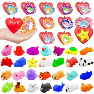 28 Pack Mochi Squishes Valentines Day Gifts for Kids Classroom, Valentines Day Cards for Kids School, Valentines for Class Valentines Exchange Cards Party Favors Classroom Exchange Gift Set