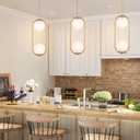 BYOLIIMA Modern Gold Globe Chandelier 2-Lights Mid Century Pendant Light Brushed Brass Ceiling Hanging Lighting Fixture with White Globe Glass Lampshade for Kitchen Island Dining Room Bedroom