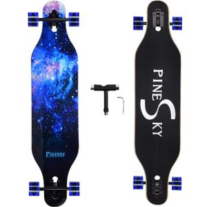 41 Inch Longboard Skateboard 8 Ply Natural Maple Complete Skateboard Cruiser for Cruising, Carving, Free-Style and Downhill with T-Tool