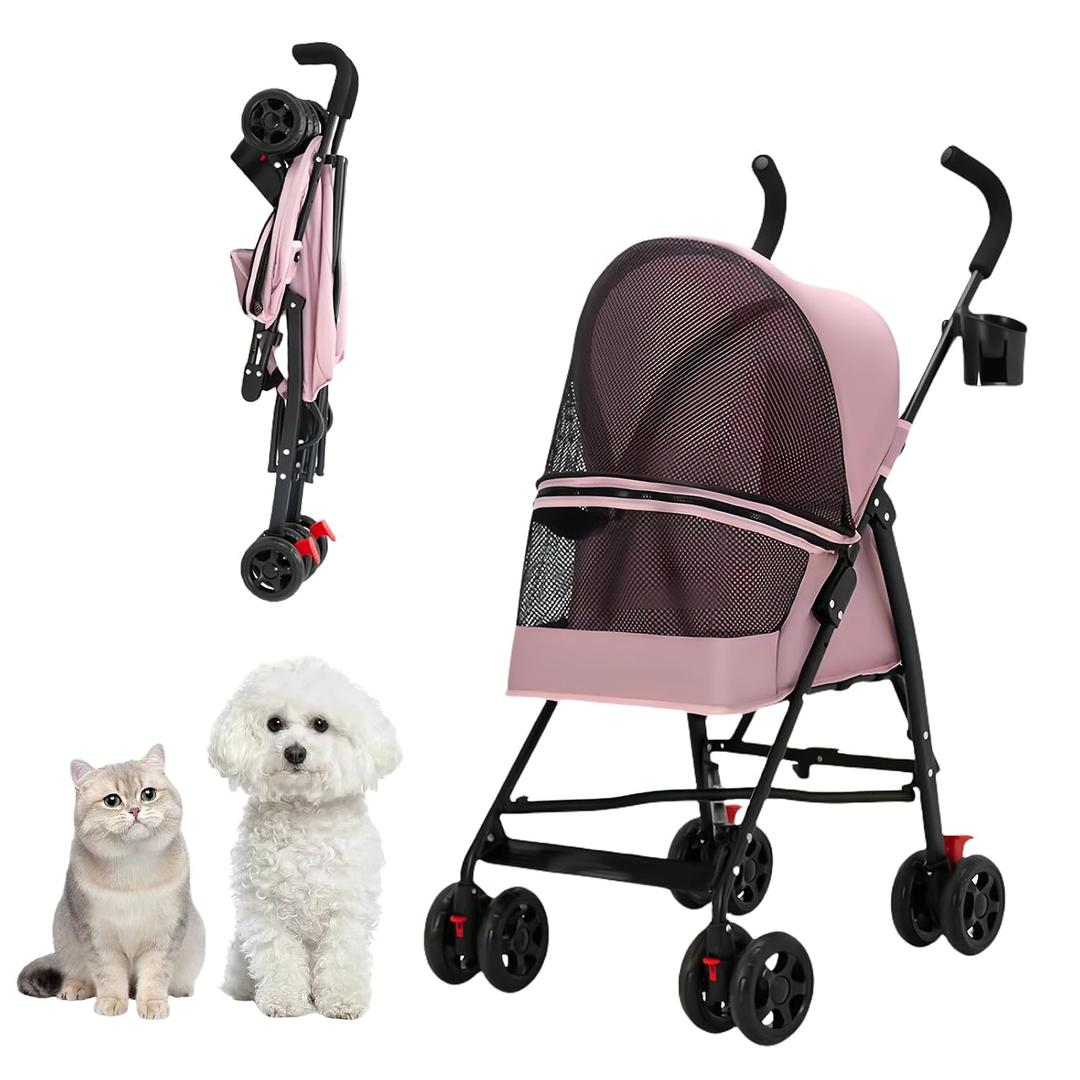 Cat Stroller Foldable Lightweight for Small Dogs Cats 0-15 lbs Pink
Dog strollers for small dogs, 4 wheels, cup holder, breathable mesh.Perfect for travel, hiking, and outdoor adventures