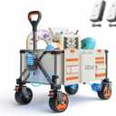 Litheli Electric Utility Wagon Cart, 150L Capacity, 450 lbs Load, Foldable Heavy-Duty Design with All-Terrain Wheels, Variable Speed Drive & Battery Power for Camping, Beach, Garden & Shopping