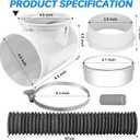 Dryer Vent Hose for Tight Space, 90 Degree Dryer Vent Elbow Connector Kit with 6-Layer Flexible Aluminum Duct, Space-Saving 4 Inch Dryer Hose Kit with Elastic Rubber Seal