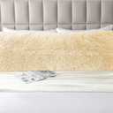 21x54 Body Pillow Cover with Zipper, Fluffy Faux Fur Big Body Pillow Case, Soft Long Plush Body Pillow Sham for Adults Side Sleeper-Beige
