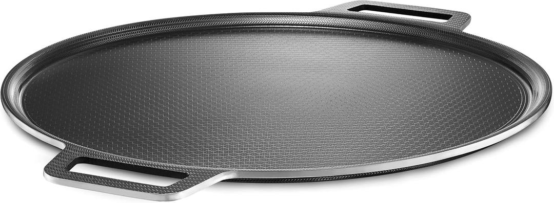 Nonstick Pizza Steel Pan for Pizzas & Flatbreads up to 14", Tri-Ply Stainless Steel with Aluminum Core, Lightweight 4.6 lbs Design, Oven & BBQ Grill Safe up to 900F, Easy Clean Cooking Surface