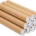 Stockroom Plus 12-Pack Mailing Tubes with Caps, 1.5x12-Inch Kraft Paper Poster Tube for Shipping, Packing, Bulk Round Packaging, Cardboard Mailers, Art Prints, Maps, Blueprint (Brown)