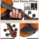 Violin Acoustic Fiddle Kit Professional Solid Wood Violin Unique Maple Wood Pattern Premium Ebony Fitting Starter Kit for Beginner Adults, Full Size By Vangoa