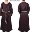 Myir JUN Monk Robe Medieval Friar Monk Priest Hooded Robe Cloak Halloween Tunic Hooded Uniform Monk Costume Cosplay Costume (X-Large, B-brown)