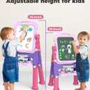 YOHOOLYO Kids Easel Standing Art Easel for Kids, Double Sided Children Pink Purple Easel Magnetic Chalkboard Whiteboard Dry Eraser Board Great Gift for Girls