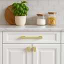 Brushed Brass Kitchen Rectangle Cabinet Knobs 1.49 Inch 10 Pack