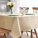 maxmill Jacquard Table Cloth Swirl Design Water Proof Wrinkle Free Heavy Weight Soft Tablecloth Decorative Table Cover for Outdoor and Indoor Use Square 60 x 60 Inch Beige