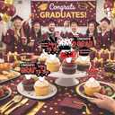 3 x 42pcs Graduation Cupcake Toppers Class of 2026 Paper Cupcake Picks Grad Cap Diploma Picks for Dessert Food Pizza Decorations (red white)