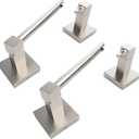 Ruacq Toilet Paper Holder Brushed Nickel 2 Pack Double Post Pivoting Square Tissue Holders Roll Holder Hangers Toilet Paper Stand Stainless Steel and Zinc Alloy Modern Wall Mounted
