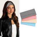 4 Pack Stripe Headband for Women - Non Slip Wraps Elastic Stretchy Hairbands, Soft Fabric Hair Bands for Yoga Workouts, Breathable Head Bands for Hairstyles & Outfits, Valentine's Day Gifts