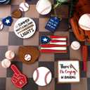FairySandy 13 Pcs Baseball Tiered Tray Decor Wooden Baseball Table Centerpieces Decor Rustic Wooden Sport Game Sign for Fans Theme Party Supplies