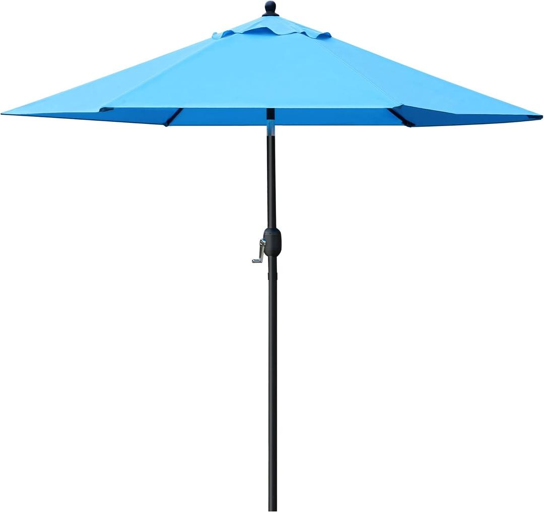 Sunnyglade 7.5' Patio Umbrella Outdoor Table Market Umbrella with Push Button Tilt/Crank, 6 Ribs (Blue)