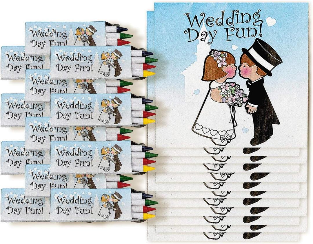Fun Express Children's Wedding Coloring Books - Set of 12 activity pads, Crayons Included - Wedding Favors for Kids