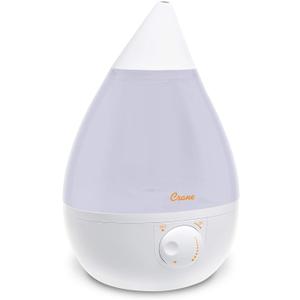 Crane Ultrasonic Cool Mist Humidifier for Bedroom, Baby Nursery, Kids Room, Plants, or Office, Large 1 Gallon Tank, Filter Optional, White