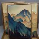 Celestdeco Mountains Forests Framed Canvas Wall Art Set, Abstract Sun Woodland Painting, Boho Scenery Sun Wall Decor, Natural Woodgrain Art Print for Living Room, Bedroom, Dining Room, Office - 16"x24"x3