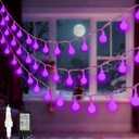 LORRYTE Connectable Purple Christmas Lights Outdoor Indoor - 43FT 100LED Globe String Lights Plug in with Timer, 13 Modes Fairy Light Waterproof for Party Christmas Decorations Bedroom Decor