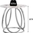 O&K FURNITURE Silver Side Table Living Room, Round End Table with Metal Frame, Modern Nightstand for Small Spaces, Bedroom, Home Office, 1PC, 23.62 inches x 23.62 inches x 25 inches