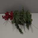 Youshe 20 Pcs Christmas Artificial Pine Branches with 10 Pcs Red Berry Stems, 10" Faux Green Cedar Sprigs Branches, Greenery Pine Needles DIY Cedar Picks for Christmas Garland Wreath Decoration