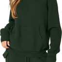 REORIA Women 2 Piece Knit Sweater Set Lounge Hoodie & Cargo Pants Outfit for Fall Winter 2024 Travel Style (Green, M)
