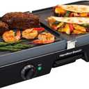 Hamilton Beach 3-in-1 Electric Indoor Grill + Griddle, 8-Serving, Reversible Nonstick Plates, 2 Cooking Zones with Adjustable Temperature (38546), Black