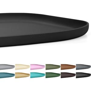 Small Silicone Pet Food Mat with Raised Edge for Food and Water Bowl, Square Dog Feeding Mats, Cat Food Trays for Floor Waterproof, Rubber Tray for Dogs and Cats, 12 x 12 x 0.7 Black