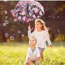 MRTLLOA Kids Clear Bubble Umbrella with an Easy Grip Curved Handle, Safety Transparent Dome Bubble Umbrella for Toddler Boys Girls