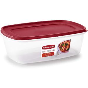 Rubbermaid Food Storage Container with Red Lid BPA-Free & Leak Proof Lunch Containers use for School, Work and Travel, 40 cups 9.4 L