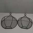 BSTKEY Set of 2,Wall-Mounted Hanging Metal Fruit Vegetable Baskets Hanging Produce Bins for Flowers, Decorations,Veggies,Decorations and More, Black