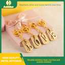 8 x A-Z Stainless Steel Letter Keychain - Alphabet Initial Key Ring for Men Women, Purse or Car Charm (V Gold)