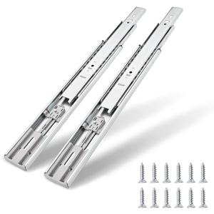 Soft Close Drawer Slides Full Extension 22 Inch Ball Bearing Drawer Slides Heavy Duty Drawer Slider Drawer Glides Side Mount Cabinet Sliders Light Nickel -1 Pairs