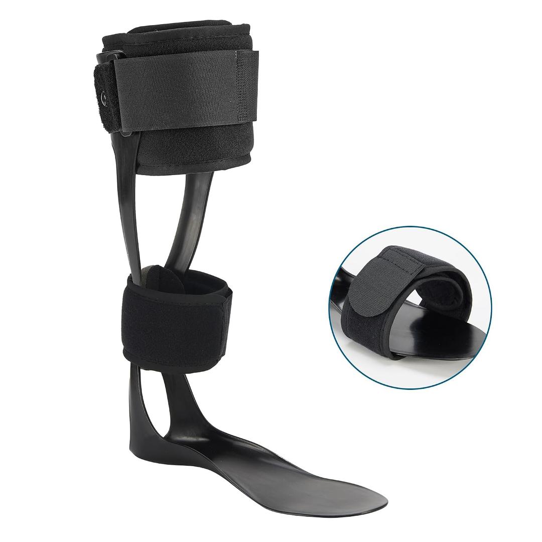 Jewlri AFO Drop Foot Brace, Drop Foot Stabilizer, AFO Support for Walking, Lightweight, Trimmable, Polyethylene, fits Most Shoes Easily (Right, Medium) (Black, M)