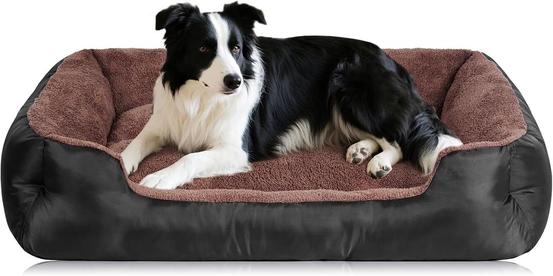 Dog Beds for Medium Dogs, Medium Dog Bed, Warming Soft Durable Pet Bed with Anti-Slip Bottom (Large (31"x24"x7"), Black)