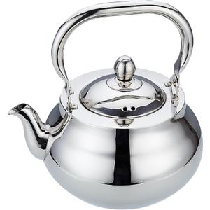SANQIAHOME Stainless Steel Teapot With Removeable Infuser 71 oz (2000ml) Thickened Mirror Polished Stovetop Tea Maker for Herbal and Infusion, Silver 