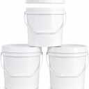 3PCS 2.5 Gal White Buckets Set, Durable Plastic Storage Containers with White Lids & Handles, Food Grade Pail for Home, Paint & Water Storage