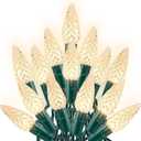 Dazzle Bright C6 Christmas String Lights, 100 LED 33 FT Outdoor Christmas Lights Waterproof Connectable, 8 Modes Lights for Indoor Outdoor Home Garden Yard Xmas Tree Decorations (Warm White)