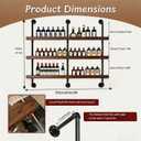 61IN Wall Mounted Wine Rack 3-Tier Industrial Pipe with LED Light, 3-155cm/61in