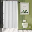 AmazerBath 48x72 Shower Curtain Stall, PEVA White Heavy Duty Shower Curtain with 2 Weighted Stones and 8 Grommet Holes