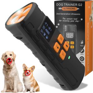 2025 Dog Bark Deterrent Devices Dog Ultrasonic Dog Training Device Safe & Effective Portable Anti Barking Device for Dogs Indoor Outdoor Use with Flashlight & Beep (BLACK)