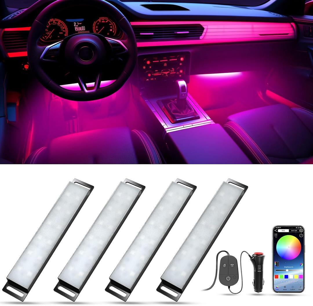 Honalia Car Lights Interior, LED Lights for Car Interior with APP Control, Truck Inside Lights with DIY Mode and Music Mode, Ambient Lighting for Men, DC 12V (4-Lines Cigarette Lighter)