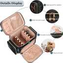 Bagmoly Large Makeup Bag, Portable Travel Makeup Bag Organizer for Women Girls with Makeup Brush Compartment & Two Side Pockets, Cosmetic Travel Bag Vertical Storage Toiletry Bag - Black