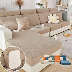 Soothing Home Sofa Covers, Sofa Hero Covers, Wear-Resistant Universal Couch Covers Washable Stretch Sectional Couch Cushion Covers (Coffee,Large Double Seat Cover)
