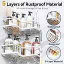 YASONIC Shower Caddy Corner, 3-Pack Adhesive Rustproof Stainless Steel Shower Shelves with Soap Holder, No Drilling Shower Organizer Corner for Dorm, Renters Bathroom, White