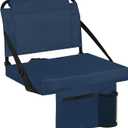 Stadium Seats with Back Support Bleacher Seat Soft Cushion Light Weight with Shoulder Strap ，Cup Holder, Zipper Pocket, Suitable for Sports Events,Navy