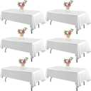White Tablecloth 60x126 Inch Rectangle Table Cloth for 6 Feet Table- Wrinkle Resistant Washable Polyester Table Cover for Dining Party and Camping (White, 60 x 126 Inch 6Pack)
