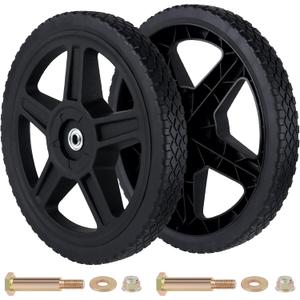 CheeMuii 2 Pack 14" Push Lawn Mower Wheels 2 Pcs 14 Inch Push Mower Wheels with Bolts and Lock Nuts Kit Fit for Most Standard push Lawn Mowers/Generator/Garden Tiller/Handtruck